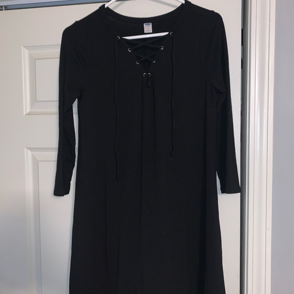 old navy black tie front dress